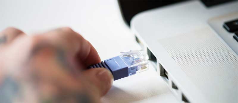 Kablet forbindelse til internettet ved hastighedstest
