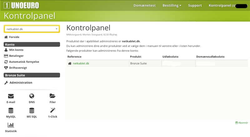 Unoeuro webhosting og webhotel