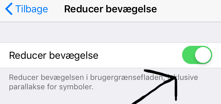 Reducer iPhones bevægelser (spare strøm)