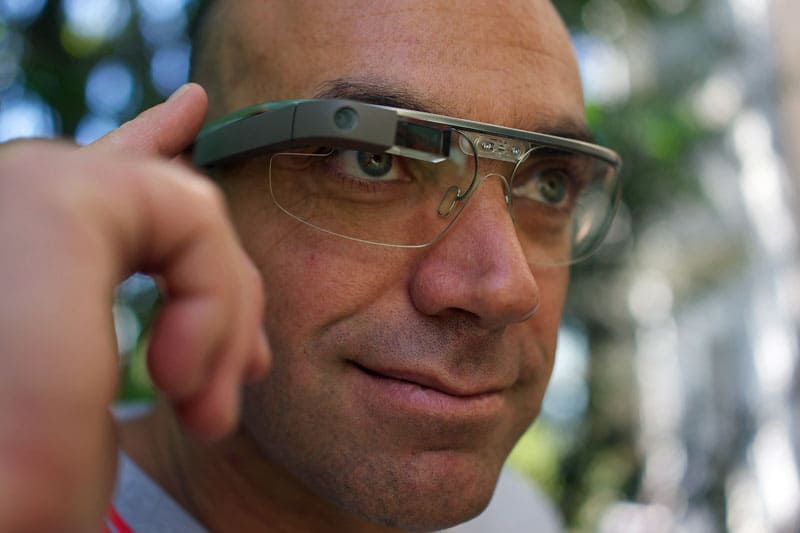 Google glasses on mans head